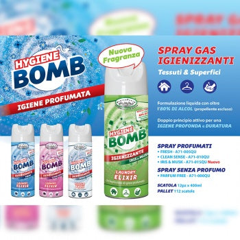 BOMB SPRAY IGIENIZZANTE 400 ML - 80% ALCOL - VARIE FRAGRANZE